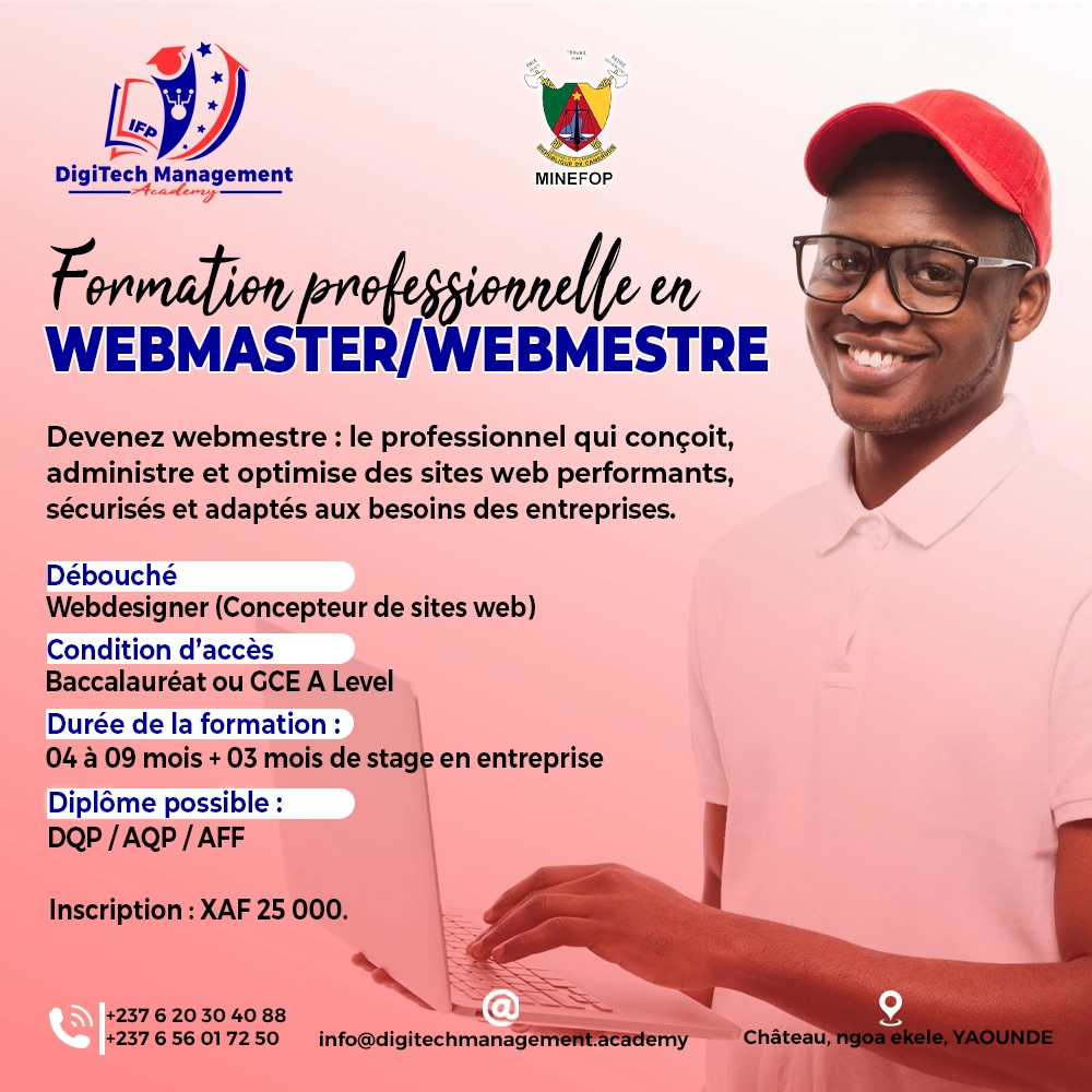 formation professionnelle en conception de sites web au Cameroun